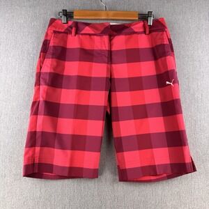 Puma Golf Women's Plaid Tech Bermuda Shorts Size 8